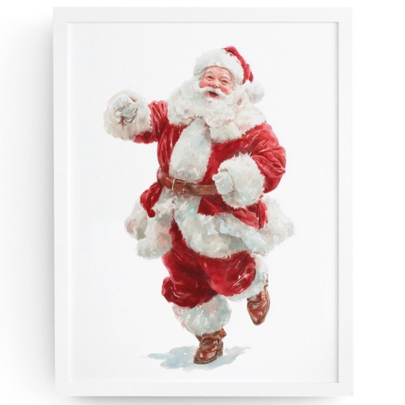 Watercolor Santa Claus Portrait Wall Art Print Poster, Unframed – Joyful Holiday - Picture 1 of 5